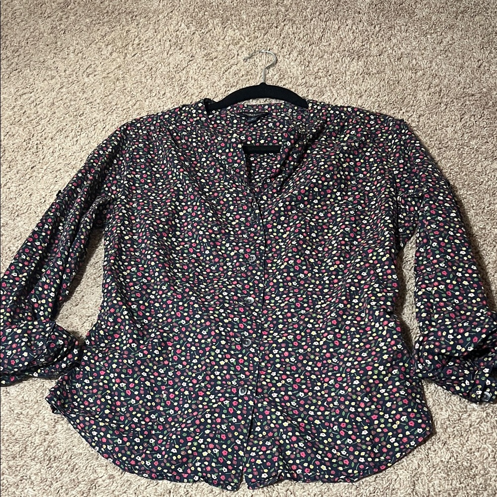 Banana Republic Floral Button-Front Women's Top with tie back, size medium